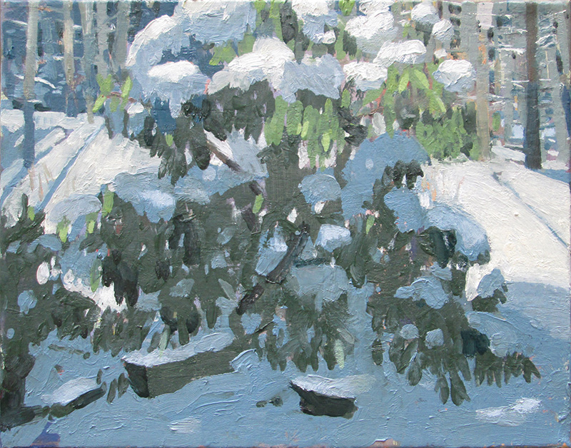 Carole Rabe Painting- Rhododendron in Snow